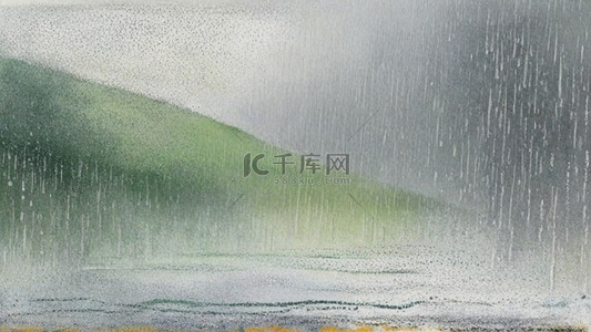 清新春天大雨中的风景素材