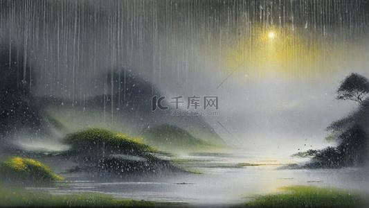 清明节背景图片_清新春天大雨中的风景设计图