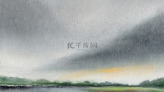清新春天大雨中的风景背景图