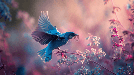 线条飞虫背景图片_飞向枝头的蓝色鸟儿背景8