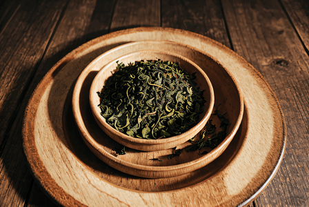 绿茶茶叶摄影照片_盘子里的绿茶茶叶摄影图3