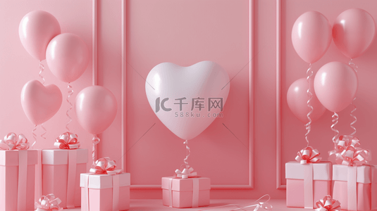 粉色气球礼物装饰背景6