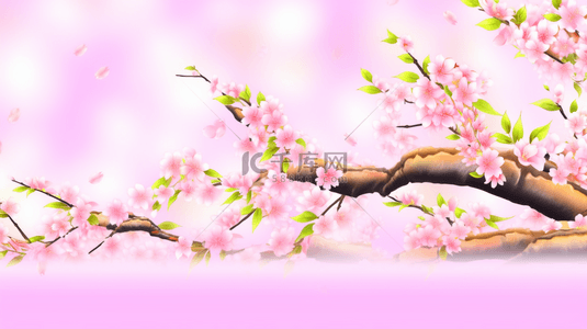 桃树桃花背景图片_粉色简约唯美桃树枝上桃花的背景1