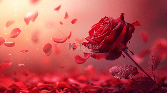 一枝玫瑰背景图片_红色玫瑰喜庆背景16