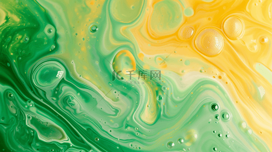绿黄的色颜料搅拌在一起有泡沫的背景15