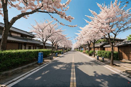 日本旅游樱花风景摄影图