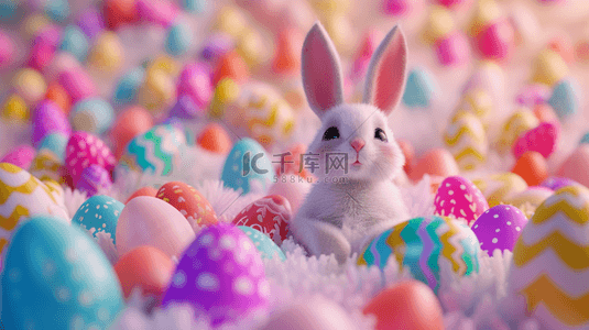 复活节节日彩蛋背景图片_彩蛋里兔子创意背景9