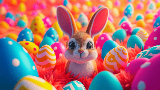 复活节节日彩蛋背景图片_彩蛋里兔子创意背景5