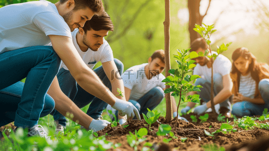 植树节背景图片_植树节团队合作植树活动背景1111