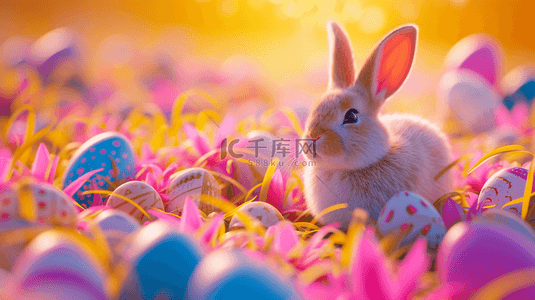 复活节节日彩蛋背景图片_彩蛋里兔子创意背景0