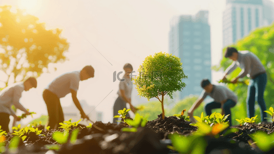 绿色背景活动背景图片_植树节团队合作植树活动背景8