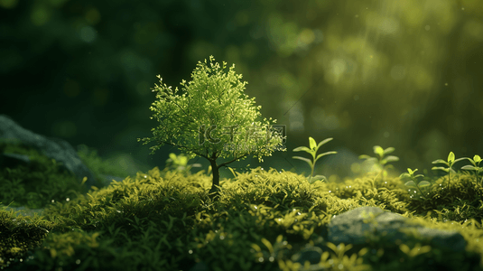 植树节背景图片_田野里一颗小树苗绿色背景8