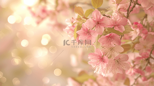 风中的花瓣背景图片_春季桃花盛开浪漫唯美背景8