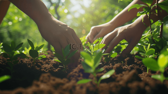 春季亲子背景图片_春季栽种植物绿色背景0-