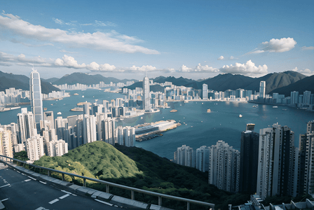 繁华的香港高楼建筑摄影图