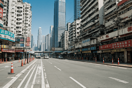 繁华的香港街景摄影图