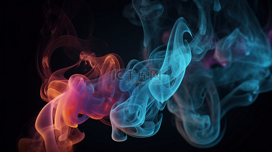 彩色墨背景图片_充满活力的抽象烟雾背景与彩色创意墨水流令人着迷的 3D 渲染显示