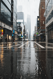 雨天杭州摄影照片_下雨城市街道摄影图片6