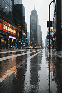 下雨城市街道摄影配图9