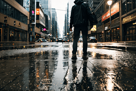 下雨的街道城市摄影照片