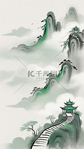 国风水墨上春山诗意意境背景