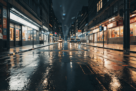 雨天杭州摄影照片_被雨打湿的城市街道摄影配图6