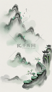 有诗意的图背景图片_国风水墨上春山诗意意境背景