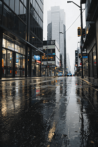 下雨城市街道摄影图片2