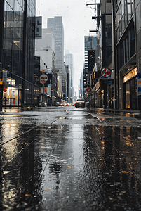 下雨城市街道摄影图2