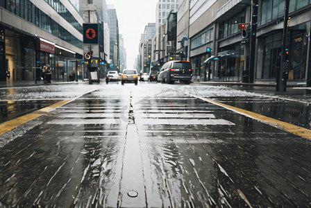 被雨打湿的城市街道摄影图片2