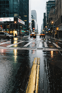 下雨城市街道摄影图片1