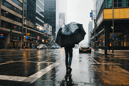 被雨打湿的城市街道摄影图片4