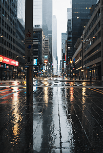 下雨城市街道摄影配图3