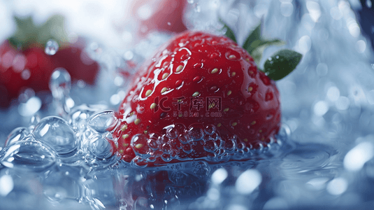 草莓水果背景背景图片_晶莹水珠水洗新鲜草莓的背景4