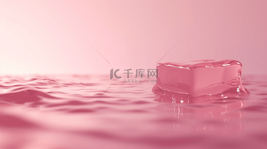 粉色温馨河水里方形晶莹晶体的背景9