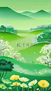 绿色清新春天清明节风景背景图片