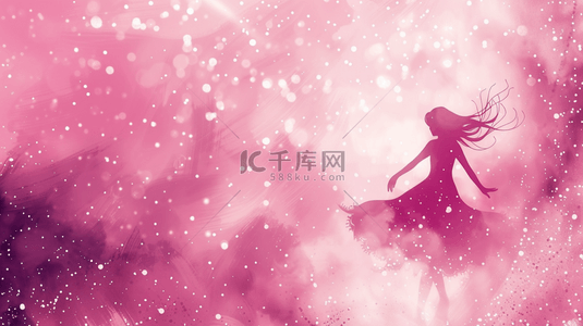 粉色优雅女性剪影妇女节女神节背景