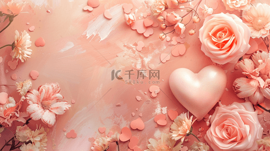 简约爱心背景图片_春季女神节花朵爱心简约的背景8