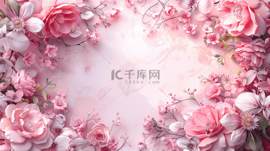 粉色花浪漫唯美背景图片_春季女神节花朵简约唯美的背景2