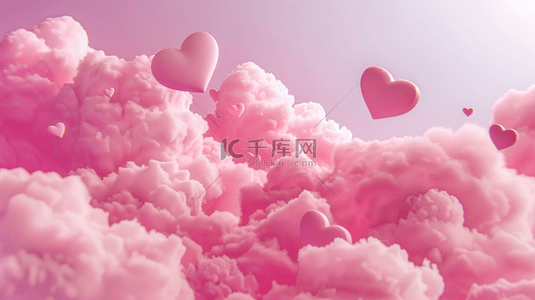 粉色梦幻气球爱心天空升起的背景6
