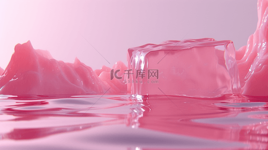 河水背景图片_粉色温馨河水里方形晶莹晶体的背景11