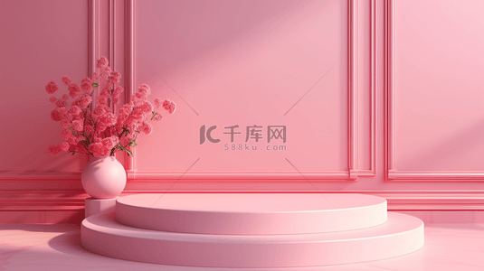 粉色简约花朵花瓶舞台的背景10