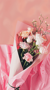 妇女节女神节粉色玫瑰花束背景图