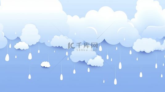 雨背景图片_春天卡通云朵卡通云雨背景