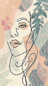 女神节复古背景图片_女神节妇女节抽象复古几何线条女性背景图片