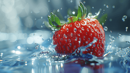 晶莹水珠水洗新鲜草莓的背景15