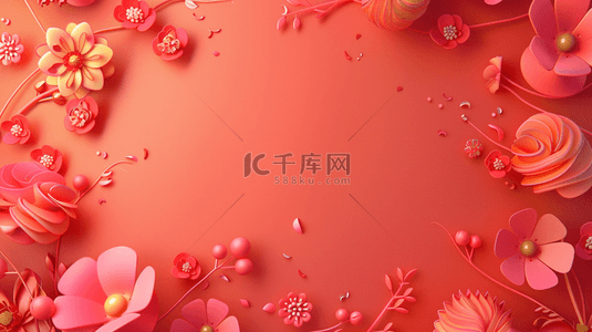 美的热水器背景图片_女神节粉色唯美爱心花朵平面平铺的背景15