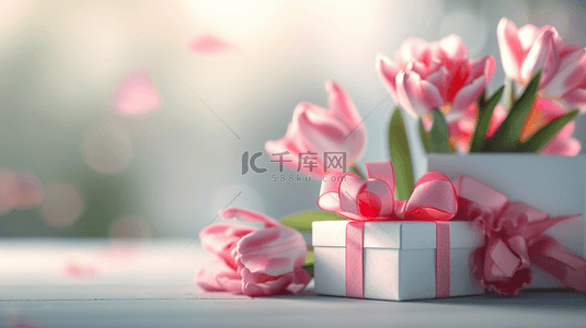 粉色唯美质感女神节礼物花朵的图片12