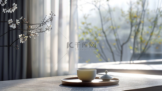 绿茶背景图片_绿茶瓷器传统电商背景