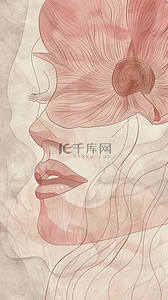 女神节复古背景图片_女神节妇女节抽象复古几何线条女性图片